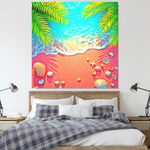 Impressão Em Tela Paraíso da Praia de Areia Rosa Design