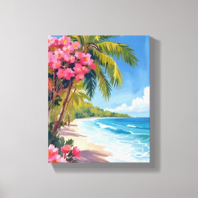 Impressão Em Tela Paraíso de praia tropical | Pintura do oceano (Frente)