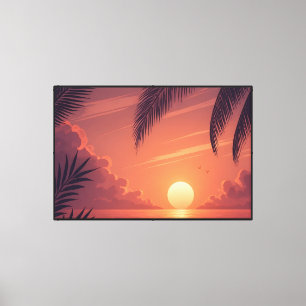 Impressão Em Tela Paraíso do Pôr do Sol Tropical