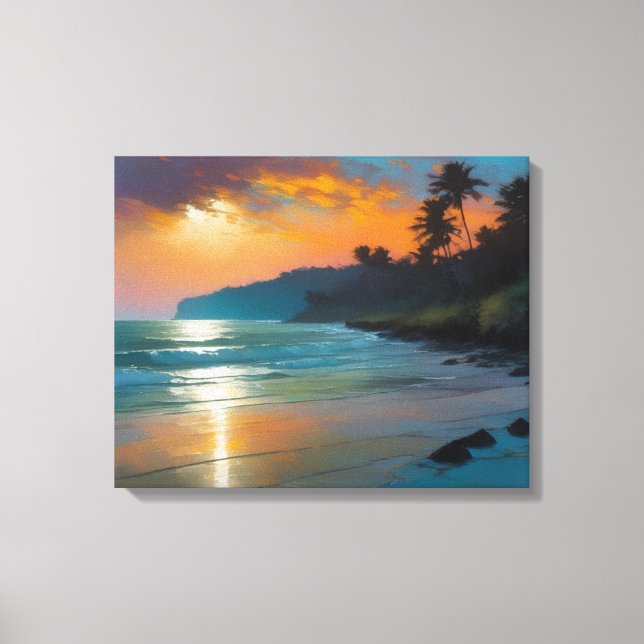 Impressão Em Tela Paraíso Encontrado: Uma Pintura Dos Sunsets De Pra (Frente)
