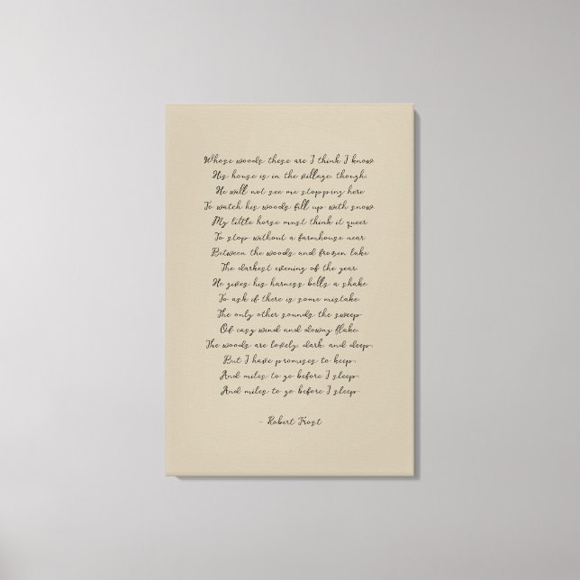 Impressão Em Tela Parando por Woods numa Noite Neve, Robert Frost (Frente)