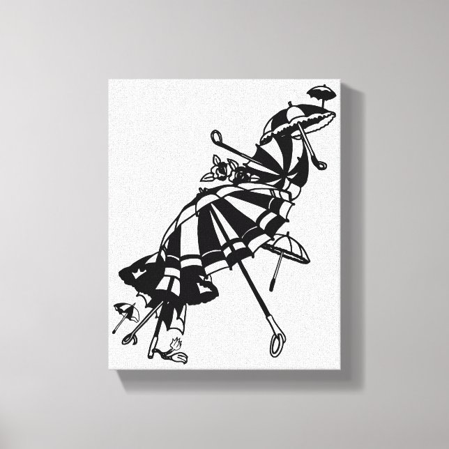Impressão Em Tela parasóis voadores Umbrellas Ink art Ilustração (Frente)