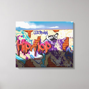 Impressão Em Tela Parede de Grafite Hip Hop Urbano.