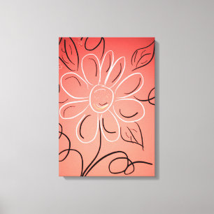 Impressão Em Tela Parede Flores Brancas e Corais