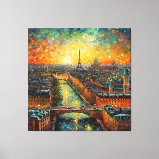 Impressão Em Tela Paris à noite, estilo van Gogh (Frente)