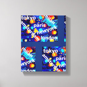 Impressão Em Tela Paris Nova Iorque, Amsterdã, Abstrato de Arte Colo