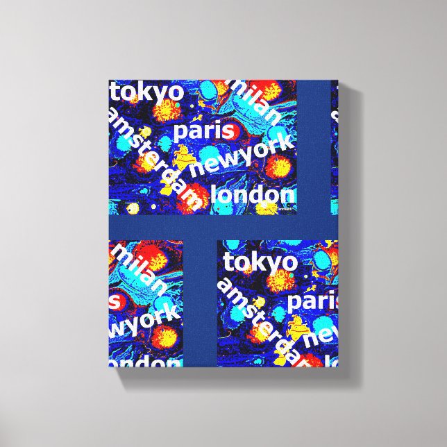 Impressão Em Tela Paris Nova Iorque, Amsterdã, Abstrato de Arte Colo (Frente)