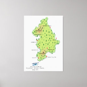 Impressão Em Tela Parque nacional de Snowdonia, mapa do País de Gal