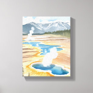 Impressão Em Tela Parque Nacional de Yellowstone Aquarela de Paisa