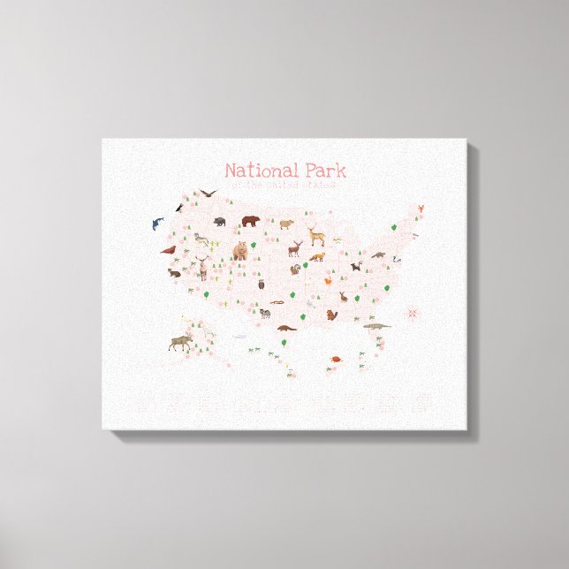 Impressão Em Tela Parque Nacional Rosa Map Woodland Nursery (Frente)
