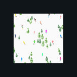 Impressão Em Tela Partido Freeride Alpino Skiers Skiing<br><div class="desc">design de esquiadores com tema esquiador no inverno legal com esquiadores esquiando pelas encostas do resort de esqui alpino entre as árvores cobertas de abetos em alpes. Os esquiadores Freeride estão vestindo ternos de esqui antigos coloridos, descida de esqui com esquis em um fundo branco de montanha de neve. Um...</div>