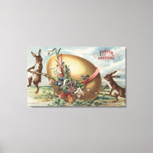 Impressão Em Tela Páscoa GreetingsRabbits por um ovo decorado