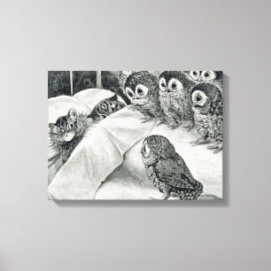 Impressão Em Tela Pássaro de Coruja Nightmare do Gato Louis Wain