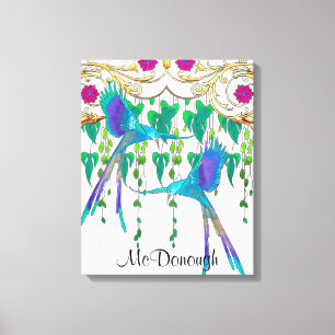 Impressão Em Tela Pássaro Quetzal Azul