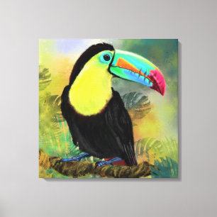 Impressão Em Tela Pássaro Toco Tropical Exótico - Pintura Migrada