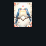 Impressão Em Tela Pássaros Apaixonados na Arte da Natureza em um Gal<br><div class="desc">Capture a beleza do amor e da companhia com esta encantadora obra de arte que apresenta dois pássaros azuis sentados próximos em um galho, cercados por elementos florais suaves. Esta peça delicada e romântica simboliza amor, unidade e harmonia, tornando-a um presente perfeito para aniversários, casamentos ou Dia dos Namorados. Perfeita...</div>