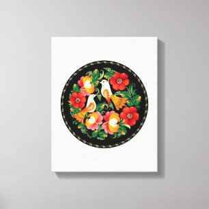 Impressão Em Tela Pássaros de Arte Folclórica Flores Belos Decores
