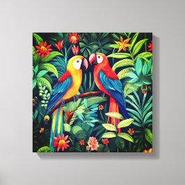 Impressão Em Tela Pássaros de Desenho Animado na Arte da Selva