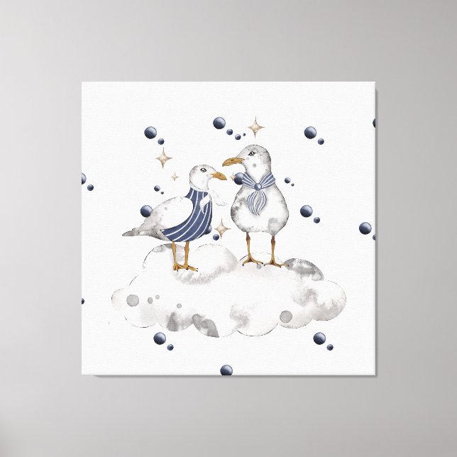 Impressão Em Tela Pássaros de praia (Frente)