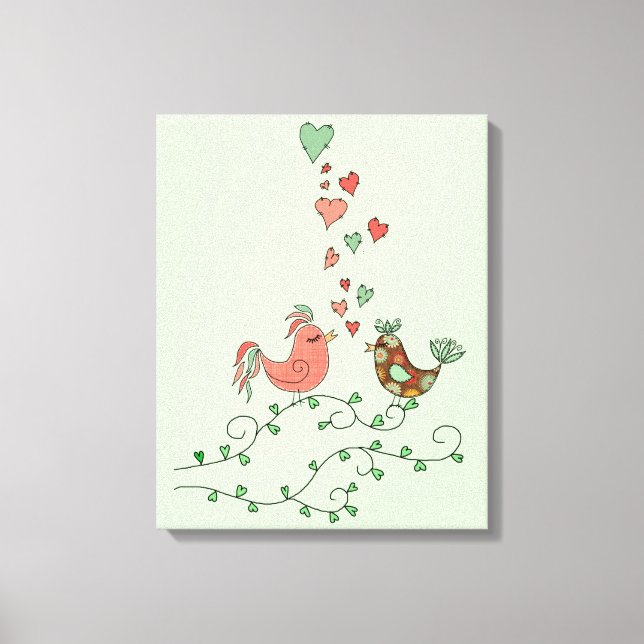 Impressão Em Tela Pássaros do Amor (Frente)