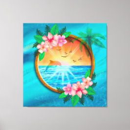 Impressão Em Tela Pássaros do Oceano Praia Summer voam no céu e mina