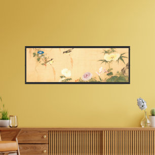 Impressão Em Tela Pássaros e Flores da Dinastia Qing Chinesa