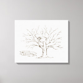 Impressão Em Tela Pássaros em Oak Tree Heart Fingerprint Guestbook