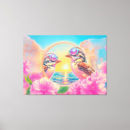 Impressão Em Tela Pássaros legal com óculos Sunset