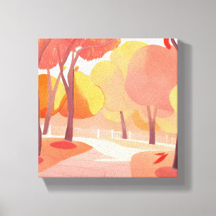 Impressão Em Tela Passeio de Folhagem de Outono   Aquarela Abstrata