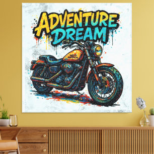 Impressão Em Tela Passeio dos Sonhos de Aventura / Moto Chopper Vint