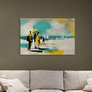 Impressão Em Tela Passeio Ensolarado – Figuras Abstratas em Luz Aber