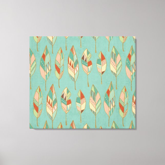 Impressão Em Tela Passo Geo Sudoeste | Padrão De Penas De Aquarela (Frente)