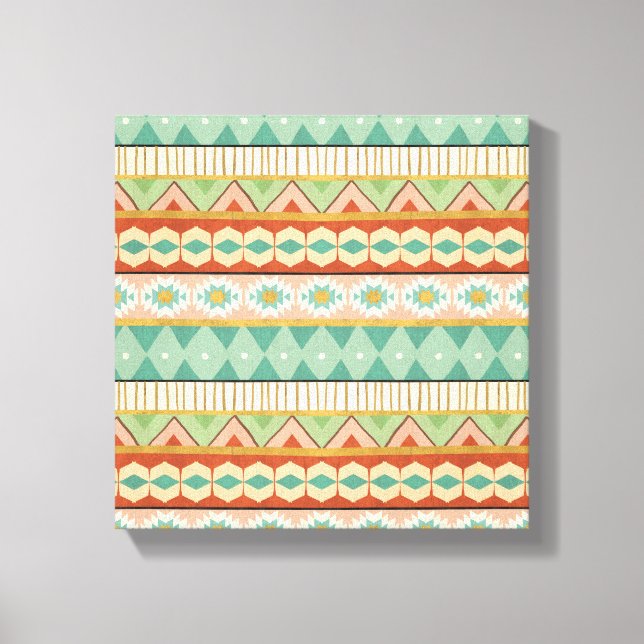 Impressão Em Tela Passo Geo Sudoeste | Padrão Tribal de Aquarela (Frente)