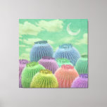 Impressão Em Tela Pastel Barrel Cactus contra o céu nublado Colagem<br><div class="desc">Modern Collage Wall Art. Este é de cactos de barril cactos em cores de verde, rosa, roxo, blues e amarelo com lua e um fundo de céu nublado envelhecido. Divertido, mod e efemémia eclética. Esta é uma superfície plana com um acabamento de canvas liso. Arte divertida e surreal usando uma...</div>