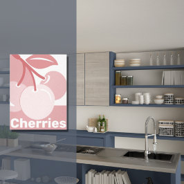 Impressão Em Tela Pastel Cherries Pink & White Kitchen Decor