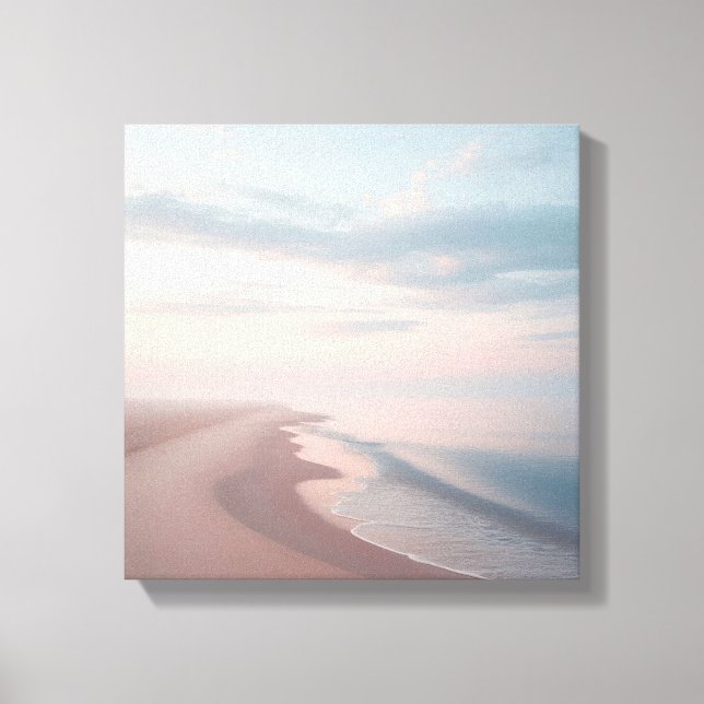 Impressão Em Tela Pastel Sunrise Beach Canvas, Serene Morning Ocean  (Frente)