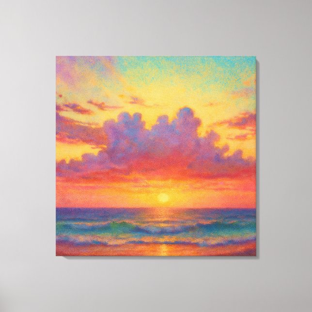 Impressão Em Tela Pastel Sunset Beach - Painterly Style Seascape  (Frente)