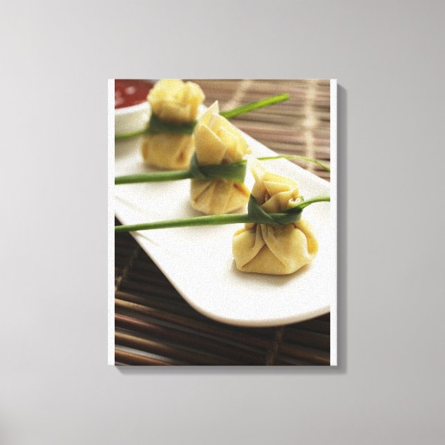 Impressão Em Tela pastilhas wanton com molho picante branco (Frente)