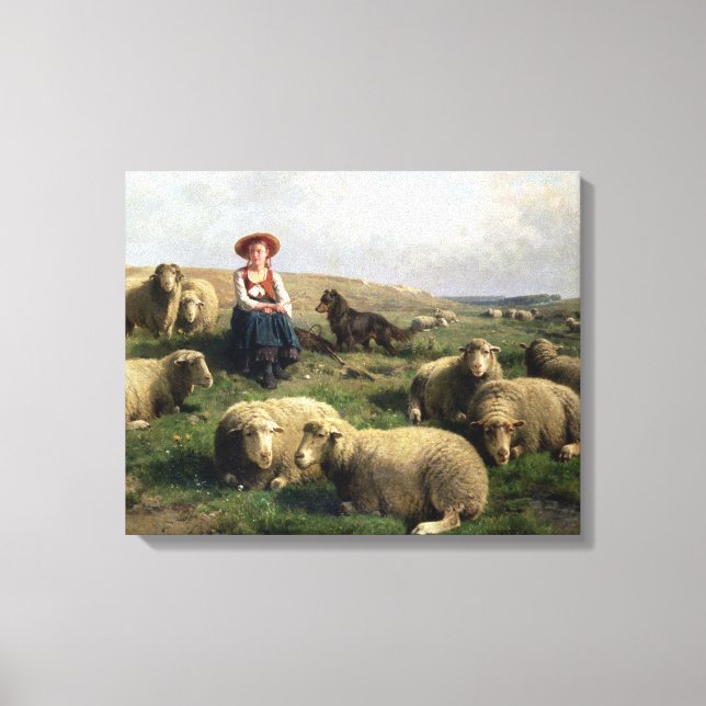 Impressão Em Tela Pastores com ovelha em paisagem (Frente)