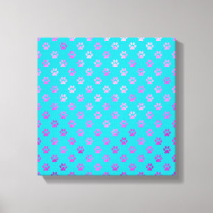 Impressão Em Tela Pata de Cão Imprimir Azul Azul Azul Azul-Azul-Azu