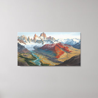 Impressão Em Tela Patagonia Mountain Landscape – Vibrant Acrylic Art
