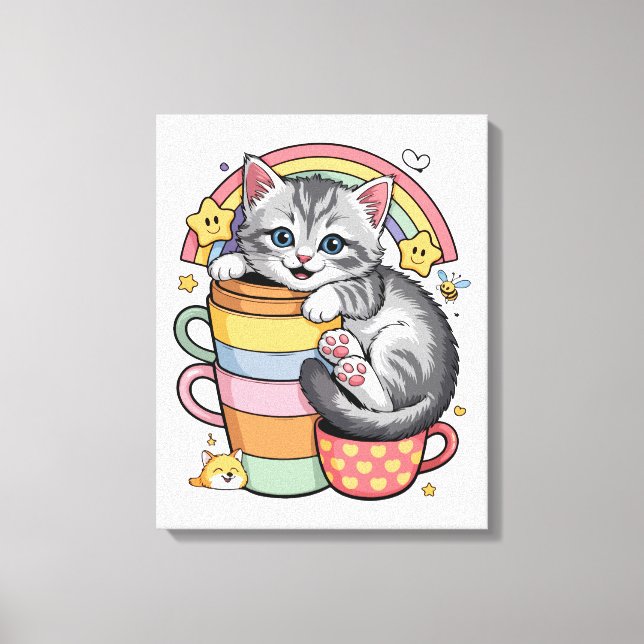 Impressão Em Tela Patas Pastéis & Sorvos Arco-íris (Frente)