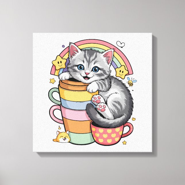 Impressão Em Tela Patas Pastel & Sorrisos Arco-íris (Frente)