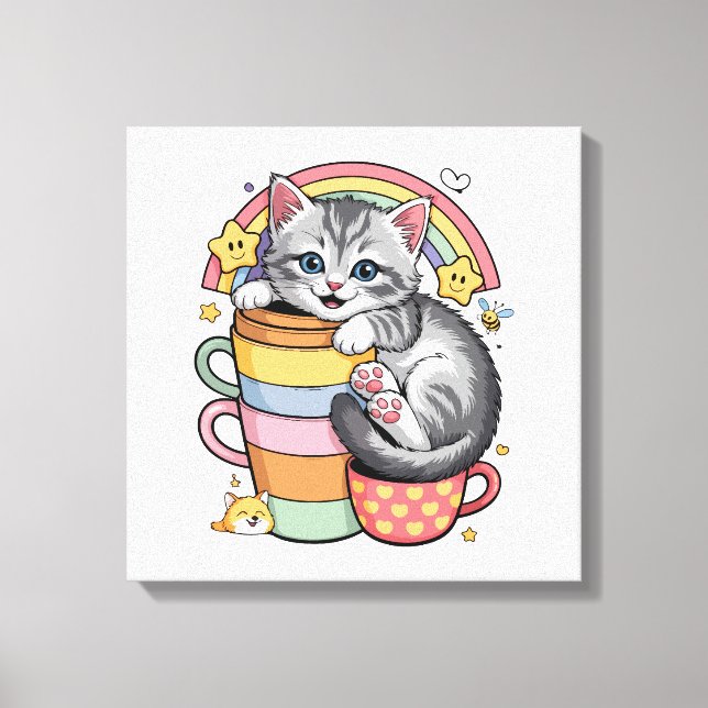 Impressão Em Tela Patas Pastel & Sorvos Arco-íris (Frente)