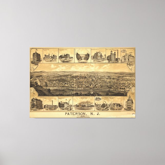 Impressão Em Tela Paterson, Nova Jersey (1880) (Frente)