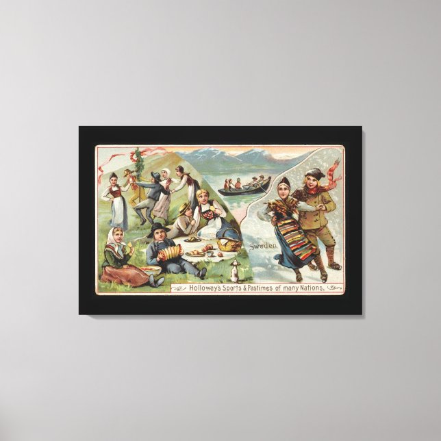 Impressão Em Tela Patinação, Picnic, Barco Remado, Suecia de fiorde  (Frente)