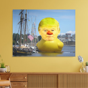 Impressão Em Tela Pato Amarelo de Borracha Donald Trump em Tela Enve