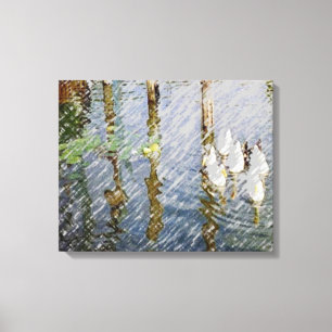 Impressão Em Tela Patos Aquarela