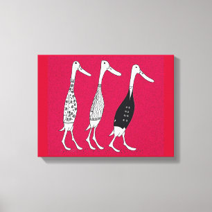 Impressão Em Tela Patos vestidos