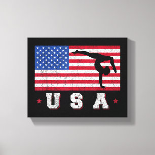 Impressão Em Tela Patriotic Sports Gift American Flag Girls Gymn